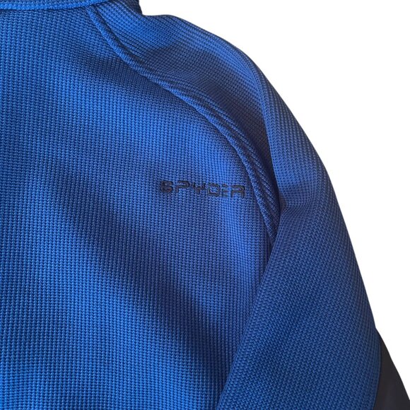 Spyder Fleece Lined Blue & Black Pullover Gait Knit Logo Sweatshirt XL - Picture 6 of 8
